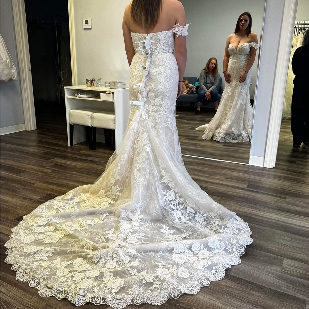 XOXO White Bustier Wedding Gown Off-Shoulder
